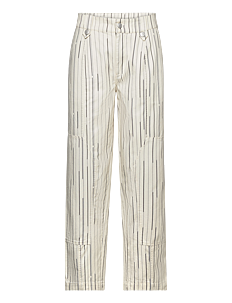 Esme Studios ESFrankie Pants - Rette bukser - BUTTERCREAM STRIPES / white