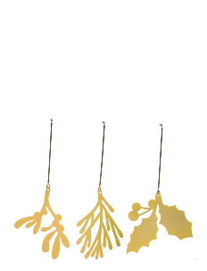 Fabelab Christmas Ornaments Yule Greens - 3 pack - Golden Metal - Hjemmekos - GOLD / gold