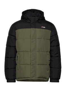 FILA BAWINKEL blocked padded jacket - Jakker - FOUR LEAF CLOVER-BLACK / khaki/green