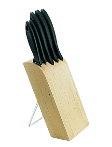 Fiskars Essential knife block with 5 knives - Kjøkken - WOOD / brown