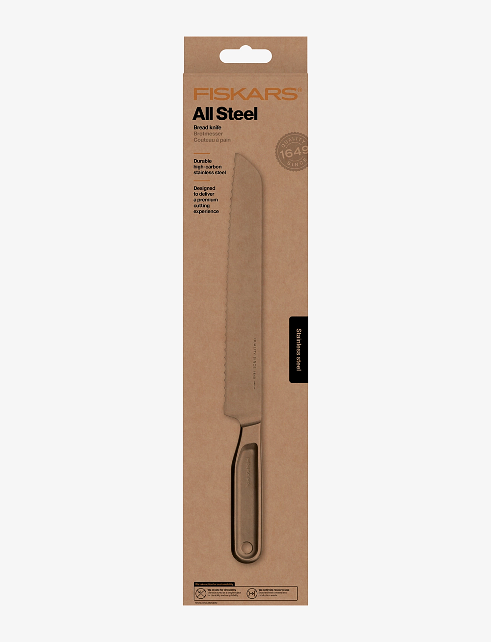 Fiskars - All steel bread knife 22 cm - brødkniver - stainless steel - 2