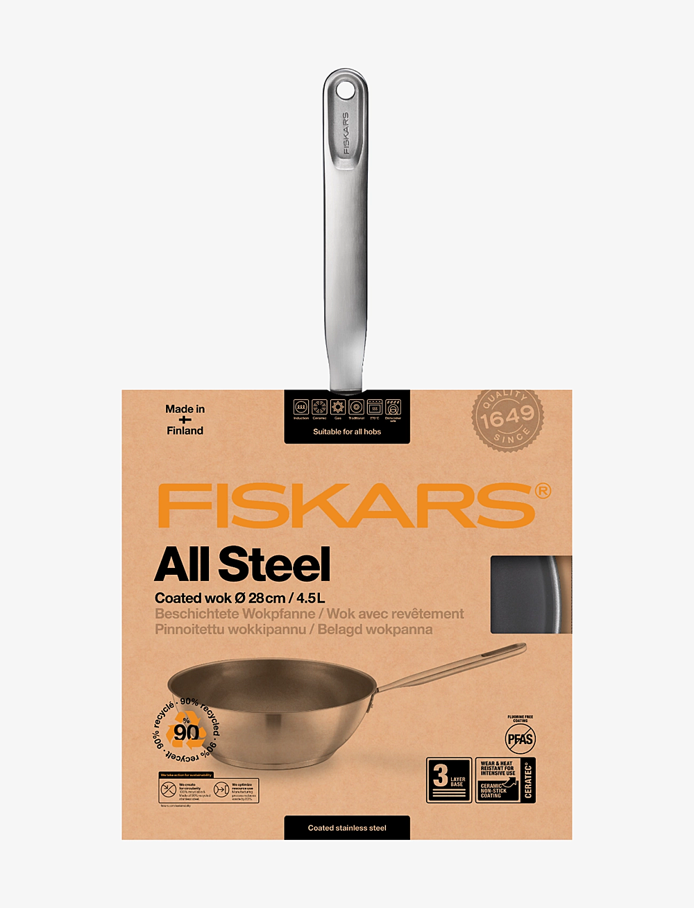 Fiskars - All Steel Wok 28 cm - shop etter pris - steel - 3