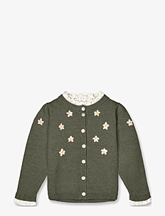 Fliink DAISY HAND EMBROIDERED CARDIGAN - Fliink - GREEN / green