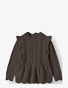 Fliink ALILLY PEPLUM PULLOVER - Fliink - BROWN / brown