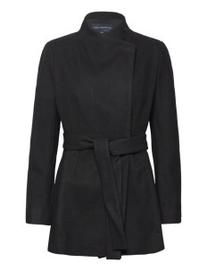 French Connection PLATFORM FELT CROSSOVER COAT - Kåper - BLACK / black