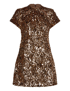 French Connection SEQUIN MESH DRESS - Kjoler - COPPER / gold