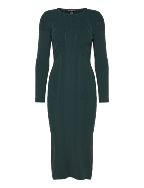 KAIRI RIB LS MIDI DRESS - FOREST