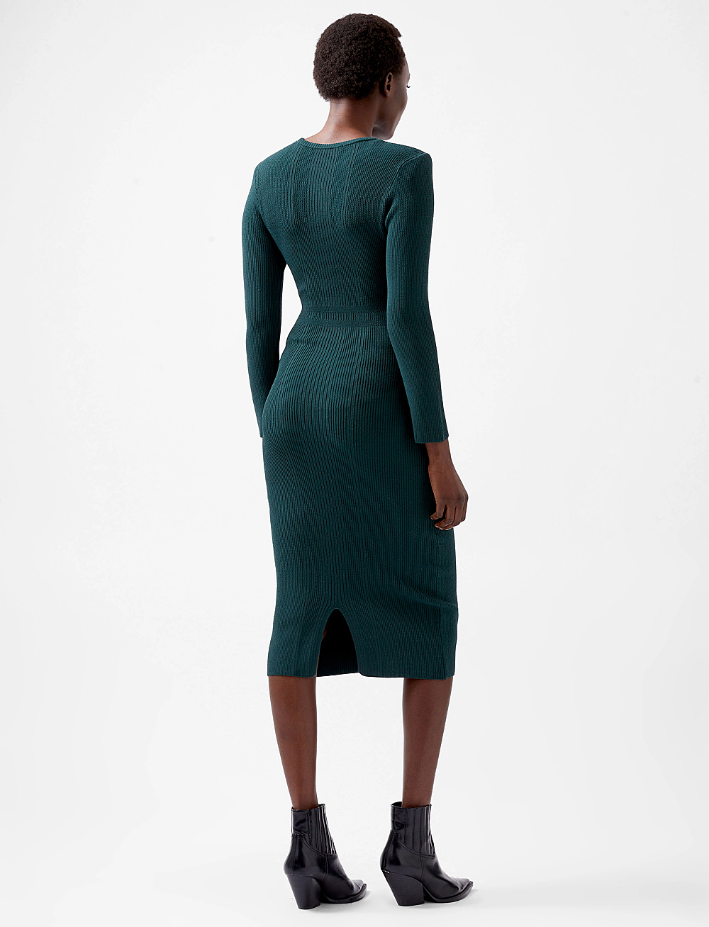 French Connection - KAIRI RIB LS MIDI DRESS - strikkede kjoler - forest - 4