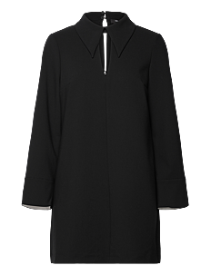 French Connection WHISPER LS FOLDED CUFF DRESS - Kjoler - BLACKOUT/WINTER WHTE / black