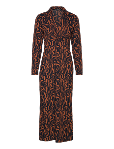 French Connection ZARIA TEXTURED MIDI DRESS - Kjoler - BLACK/BROWN / brown