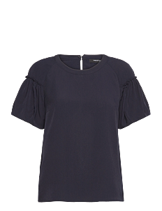 French Connection CREPE LIGHT PUFF SLEEVE TOP - T-skjorter & Topper - UTILITY BLUE / navy