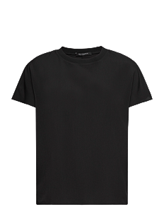 French Connection CREPE LIGHT CREW NECK TOP - T-skjorter & Topper - BLACK / black