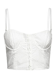 French Connection IVA BRODERIE COT CROP TOP - T-skjorter & Topper - SUMMER WHITE / white