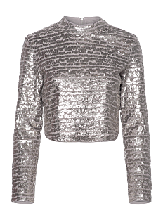 French Connection ADALYNN SEQUIN TOP - T-skjorter & Topper - GUN METAL / silver