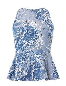 French Connection CHARLOTTE JACQUARD PEPLUM TOP - T-skjorter & Topper - LIGHT WASH / blue