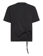 RALLIE COTTON ROUCHED T-SHIRT - BLACKOUT