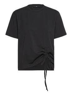 French Connection RALLIE COTTON ROUCHED T-SHIRT - T-skjorter & Topper - BLACKOUT / black