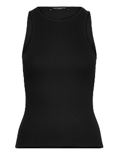 French Connection RASSIA SHERYLE RIBBED TANK - T-skjorter & Topper - BLACK / black