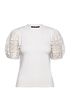 ROSANA ANGES BROIDERIE T SHIRT - LINEN WHITE