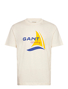 GANT GRAPHIC SS T-SHIRT - Kolleksjoner - CREAM / cream