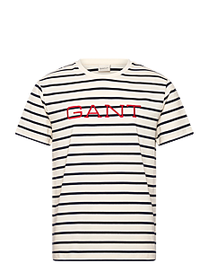 GANT GRAPHIC STRIPED SS T-SHIRT - Kolleksjoner - CREAM / cream