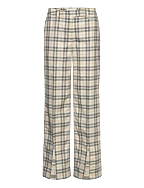 LOW RISE STRAIGHT CHECKED PANTS - LINEN