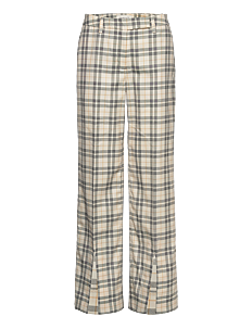 GANT LOW RISE STRAIGHT CHECKED PANTS - Rette bukser - LINEN / beige