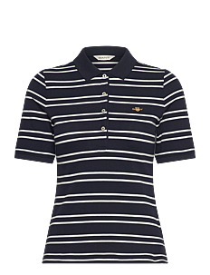 GANT SLIM STRIPE SHIELD SS PIQUE POLO - Kolleksjoner - EVENING BLUE / navy