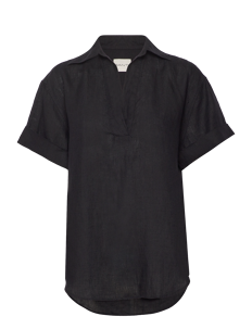 GANT REL LINEN POPOVER SS SHIRT - Kortermede skjorter - EBONY BLACK / black