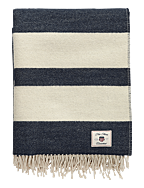 STRIPE WOOL THROW - EVENING BLUE