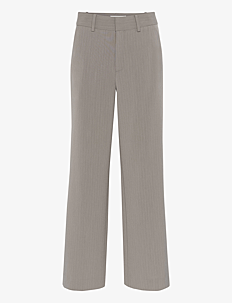 Gestuz JoelleGZ mel. pinstripe MW pants - Rette bukser - ROCK RIDGE PINSTRIPE / beige