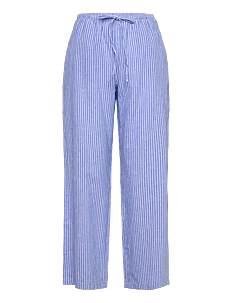 Gina Tricot linen blend trousers - Bukser - BLUE STRIPE / blue