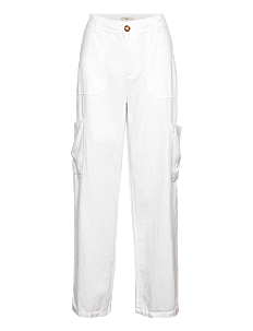 Gina Tricot Malika linen blend cargo trousers - Kolleksjoner - WHITE (1000) / white