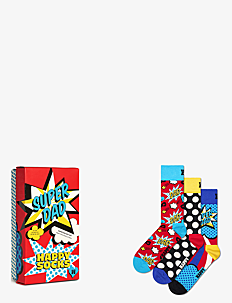 Happy Socks 3-Pack Super Dad Socks Gift Set - Treningssokker - RED / multi