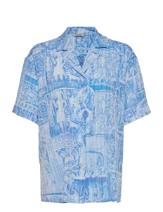 HOLZWEILER Edgar Print Shirt 22-02 - Kortermede skjorter - BLUE MIX / blue