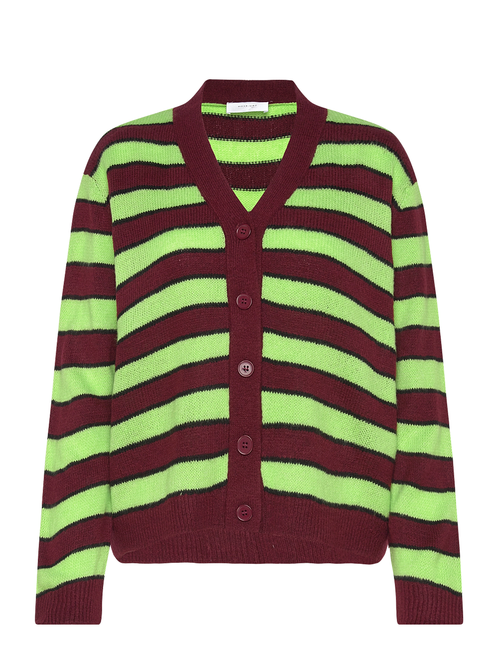 Hosbjerg - Patricia Knit Cardigan - cardigans - green/ bordeaux stripe - 0