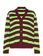 Patricia Knit Cardigan - GREEN/ BORDEAUX STRIPE