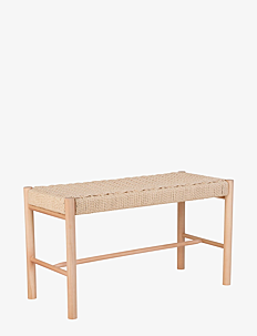 House Nordic Asta - Bench in poplar wood and woven seat, nature, 35x80x45 cm - Møbler - NATURAL / beige