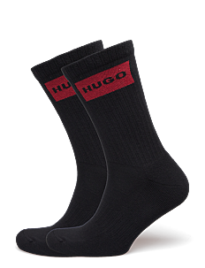 HUGO 2P QS RIB LABEL CC - Treningssokker - BLACK / black