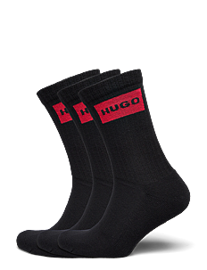 HUGO 3P QS RIB LABEL CC - Treningssokker - BLACK / black