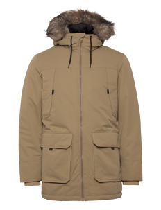 Jack & Jones JJECONSTRUCT FAUX FUR PARKA SN - Jakker - ELMWOOD / beige