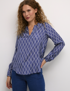 Kaffe KAolan Blouse - Kaffe - BLUE INDIGO/CHALK CHAIN PRINT / blue