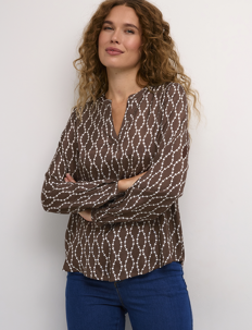 Kaffe KAolan Blouse - Kaffe - CHESTNUT/CHALK CHAIN PRINT / brown