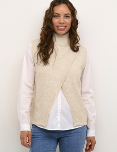 Kaffe KAtaris Knit Vest - Kaffe - SAND DOLLAR MELANGE / cream