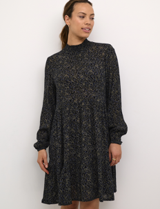 Kaffe KAsally Amber Dress LS - Kaffe - MIDNIGHT PETIT LEAF PRINT / black