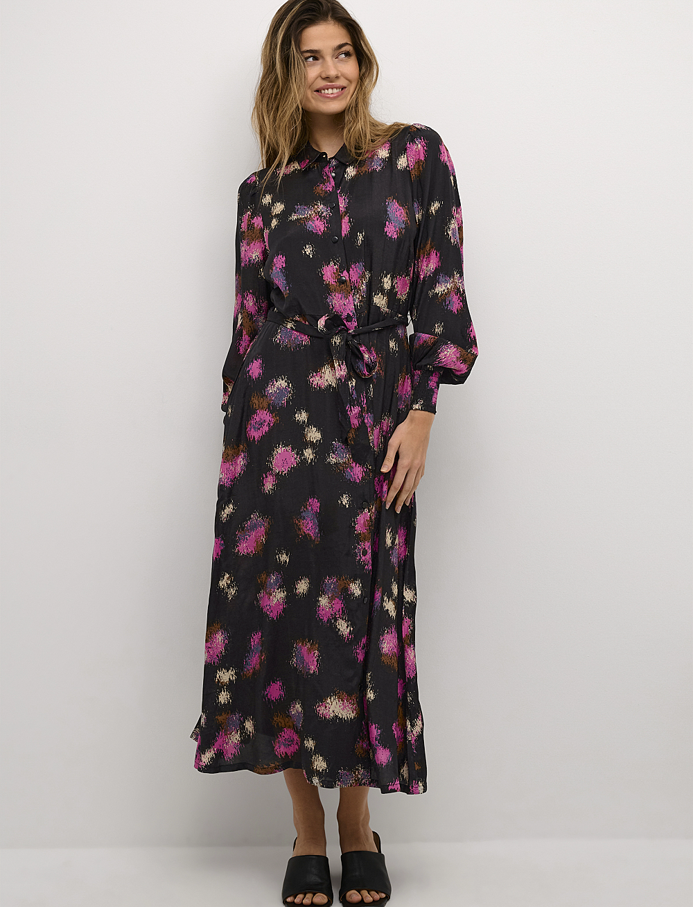 Kaffe - KAdorita Oline Dress - skjortekjoler - black/shoking pink print - 3