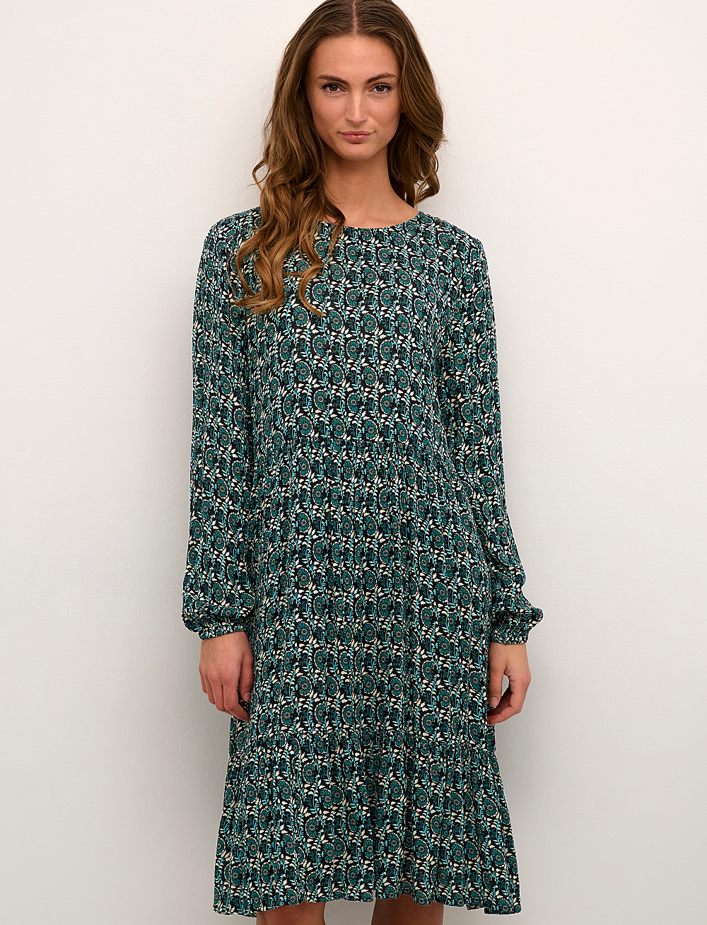 Kaffe - KAkarina Amber Dress - midi kjoler - green flower and leaf print - 0