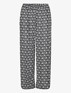 Kaffe KAsanne Pants - Bukser - BLACK/MOONSTRUCK RETRO PRINT / black