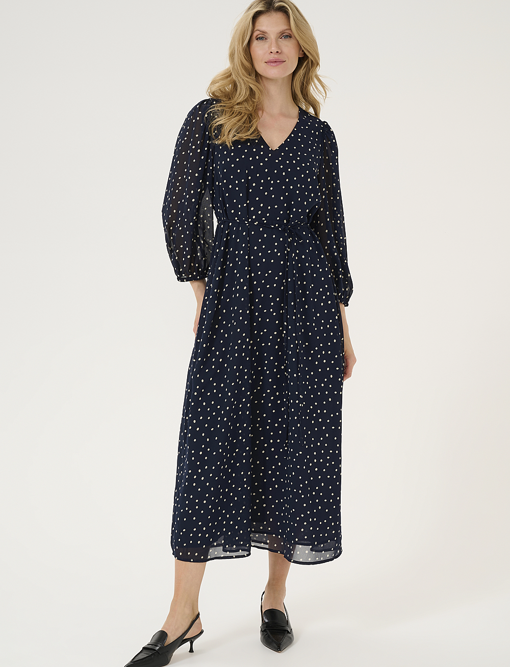 Kaffe - KAsally Dress - maxi kjoler - midnight/white dot - 0