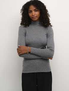 Kaffe KAronia Rollneck T-Shirt - Kaffe - GREY MELANGE / grey